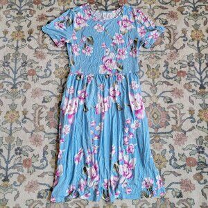 DB Moon Floral Short-Sleeve Mini Dress Women's M